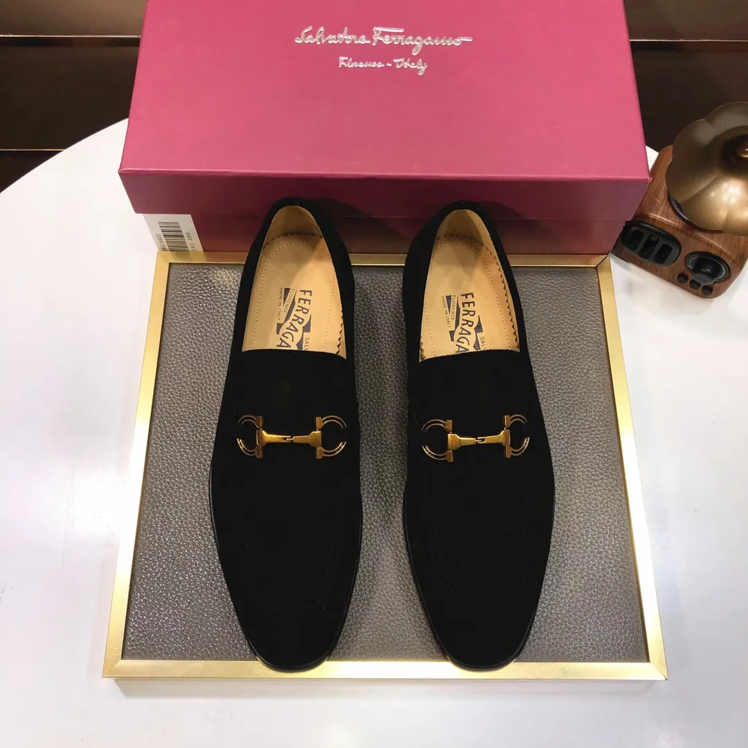 Men's shoes 💰500💰 [Ferragamo/Ferragamo] The latest model in the counter. Original imported high-quality cowhide with open sides + imported 🐂 water-dyed cowhide lining + original luxury metal buckle + original combination outsole. Comparison without pressure 38--45 (45 is custom-made and cannot be returned or exchanged)
